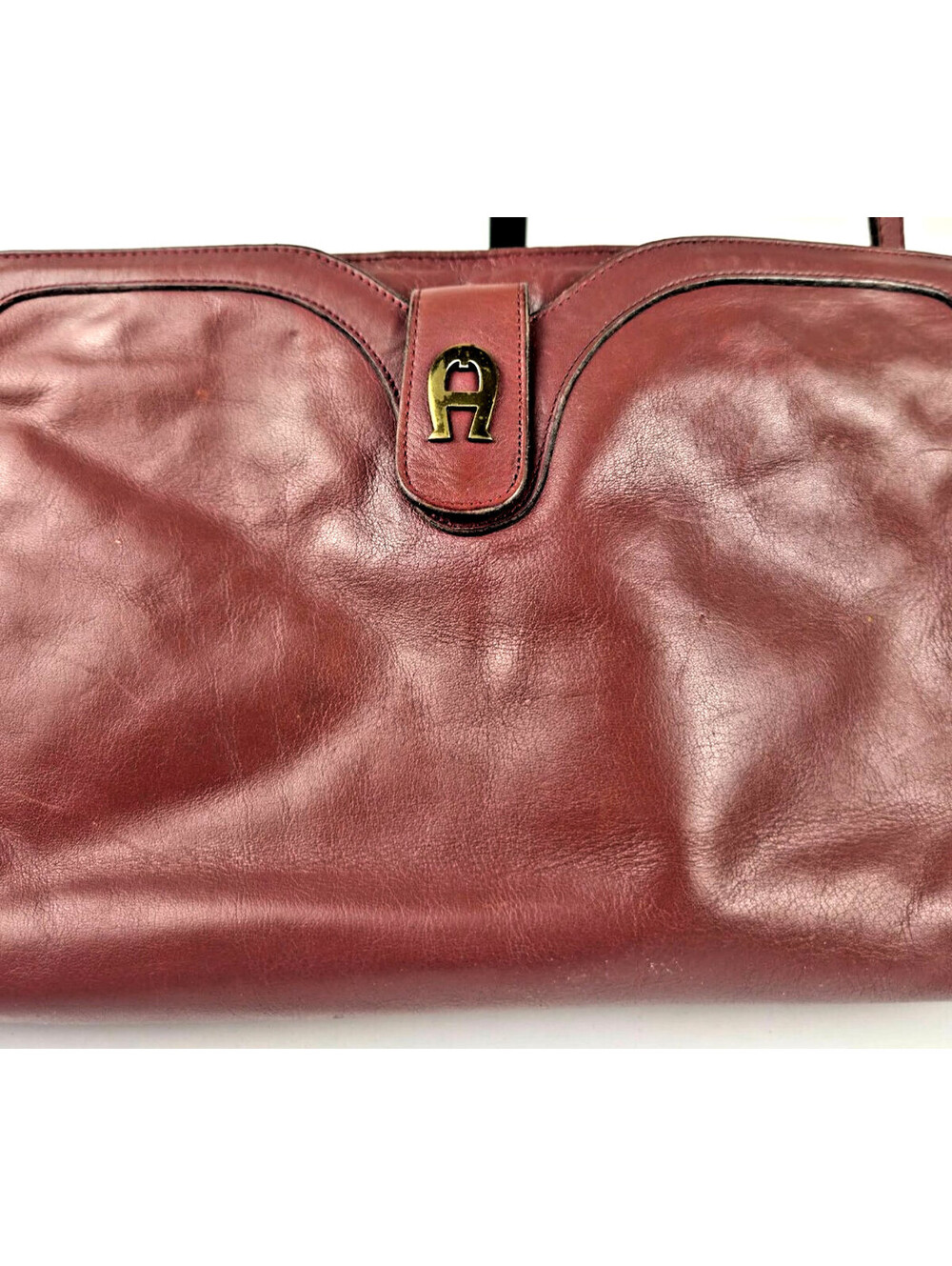 Etienne Aigner Oxblood Leather Shoulder Bag Gold A Logo Vintage Purse